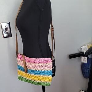 INC Colorful Striped Woven Crossbody Bag-NWT